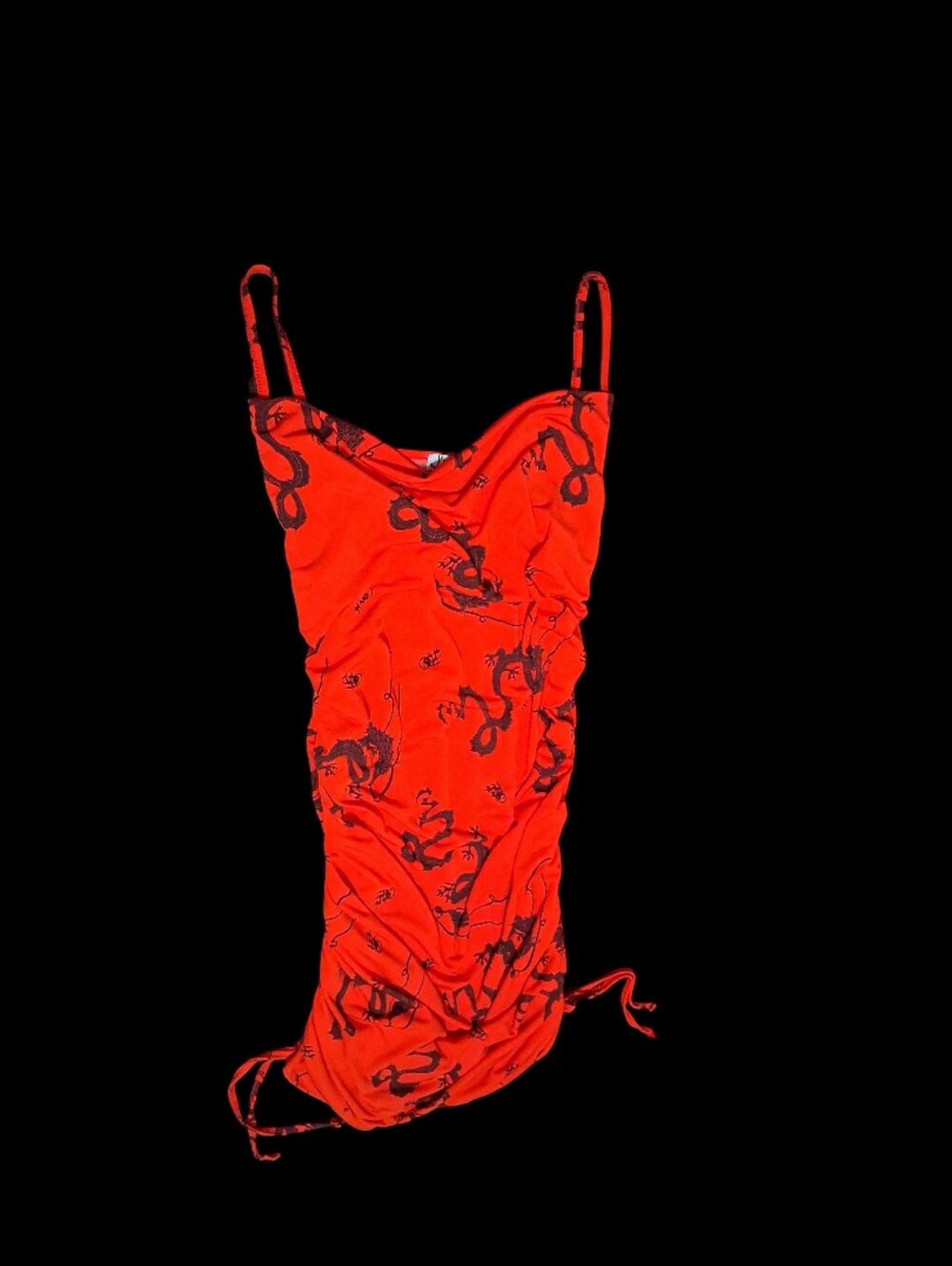 Clothes: Womens J For Justify Red & Black Dragon Print Dress - Large